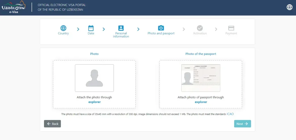 Uzbekistan Visa Application Photo and Passport